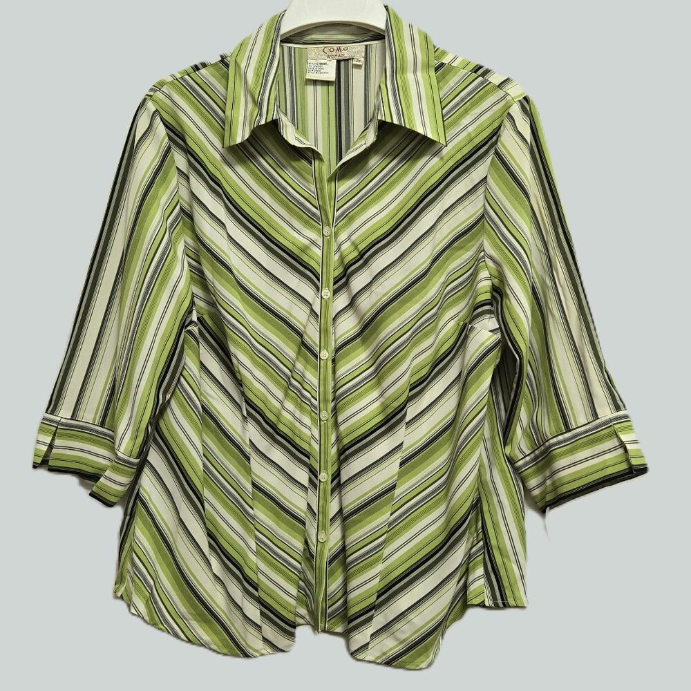 Como Woman Striped Button-Up, Blouse/Top Size 2X